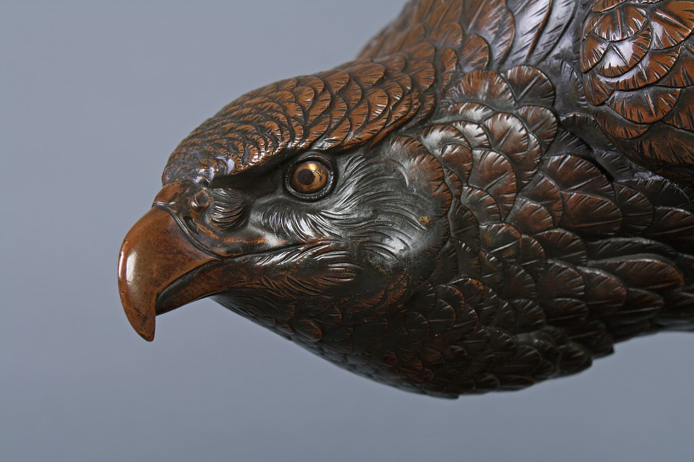 A Bronze Model of a Hawk by Masatsune